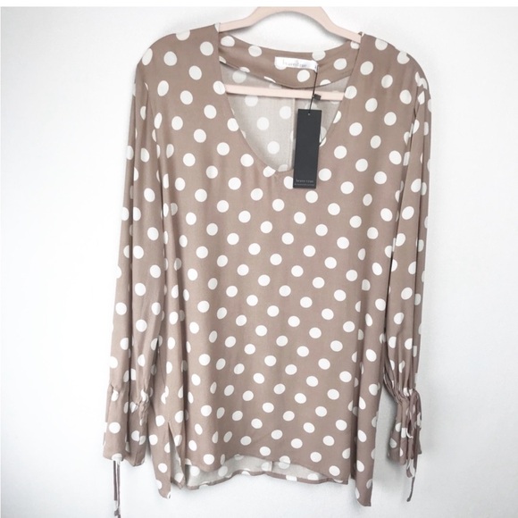 Nordstrom Tops - NEW | Brave + True Mayweather Polka Dot Top Blouse Long Sleeve‎ Blush Cream Med